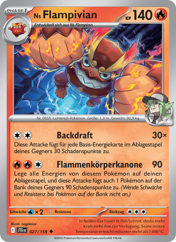 Ns Flampivian 027 — Journey Together (German Pokémon TCG card)