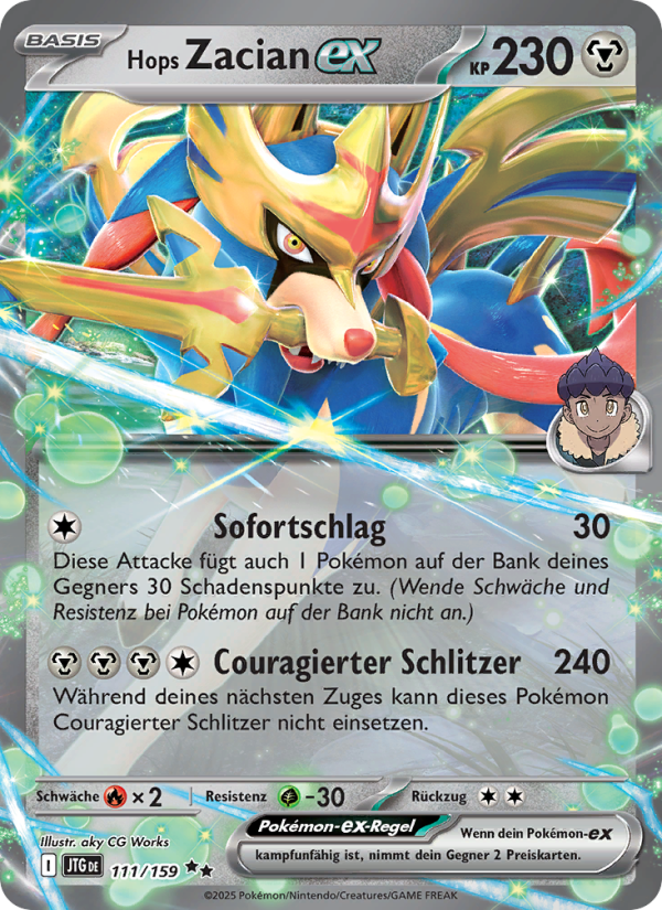 Hops Zacian-ex 111 — Journey Together (German Pokémon TCG card)