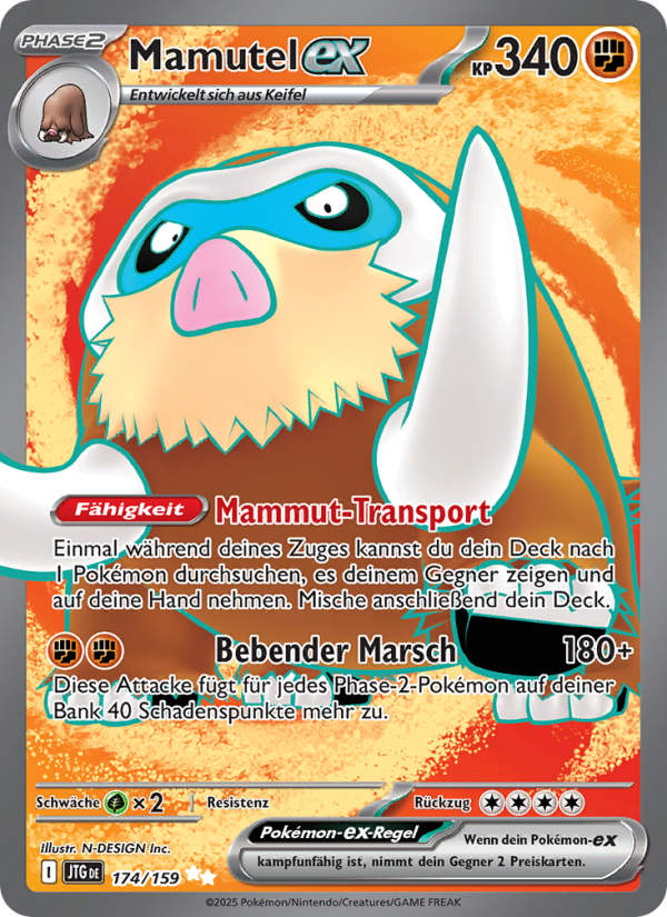 Mamutel-ex 174 — Journey Together (German Pokémon TCG card)