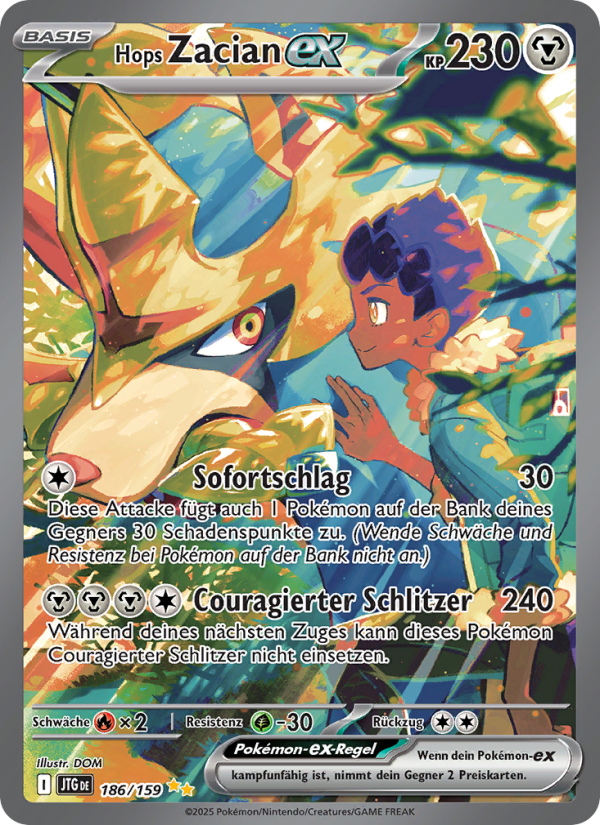 Hops Zacian-ex 186 — Journey Together (German Pokémon TCG card)