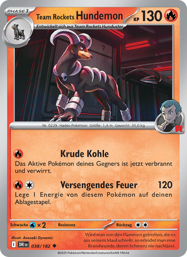 Team Rockets Hundemon 038 — Destined Rivals (German Pokémon TCG card)