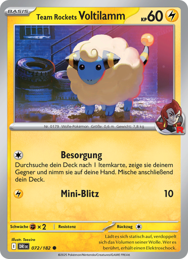 Team Rockets Voltilamm 072 — Destined Rivals (German Pokémon TCG card)