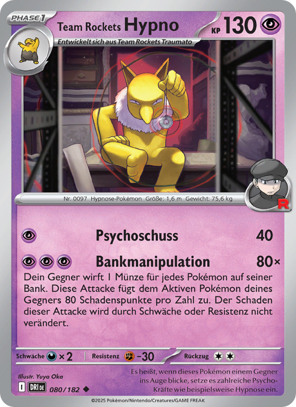 Team Rockets Hypno 080 — Destined Rivals (German Pokémon TCG card)