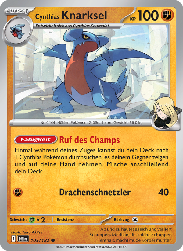 Cynthias Knarksel 103 — Destined Rivals (German Pokémon TCG card)