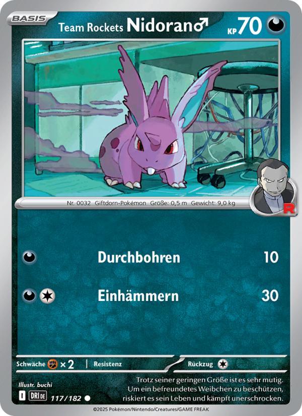 Team Rockets Nidoran♂ 117 — Destined Rivals (German Pokémon TCG card)
