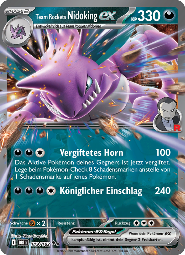 Team Rockets Nidoking-ex 119 — Destined Rivals (German Pokémon TCG card)