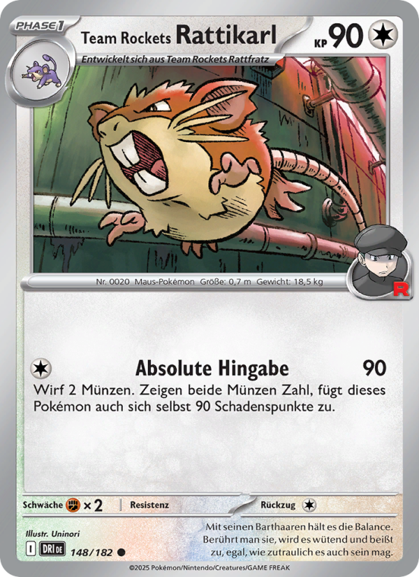 Team Rockets Rattikarl 148 — Destined Rivals (German Pokémon TCG card)