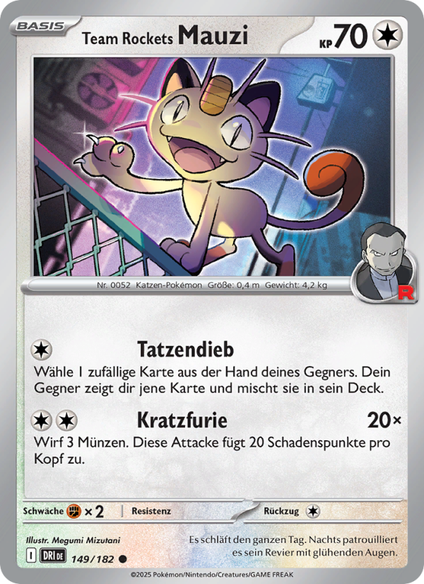 Team Rockets Mauzi 149 — Destined Rivals (German Pokémon TCG card)