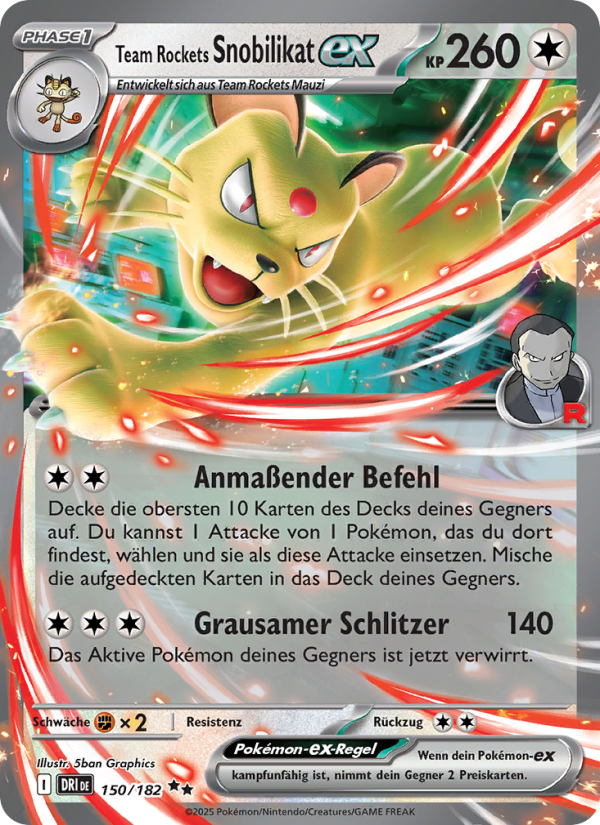Team Rockets Snobilikat-ex 150 — Destined Rivals (German Pokémon TCG card)