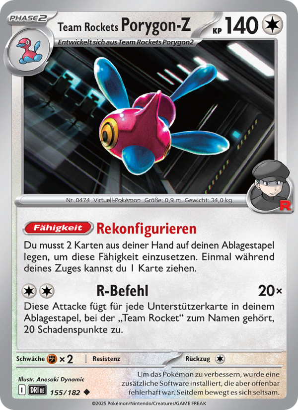 Team Rockets Porygon-Z 155 — Destined Rivals (German Pokémon TCG card)