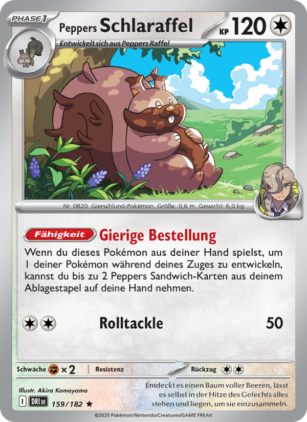 Peppers Schlaraffel 159 — Destined Rivals (German Pokémon TCG card)