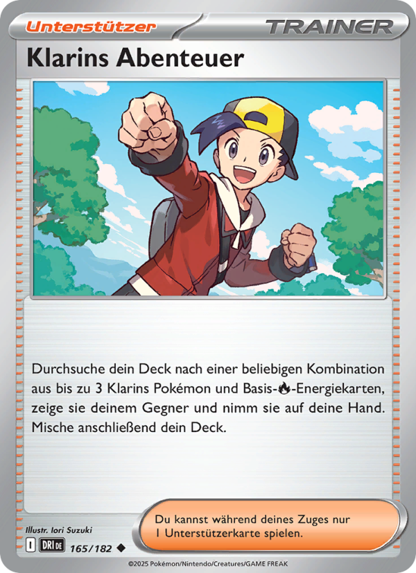 Klarins Abenteuer 165 — Destined Rivals (German Pokémon TCG card)