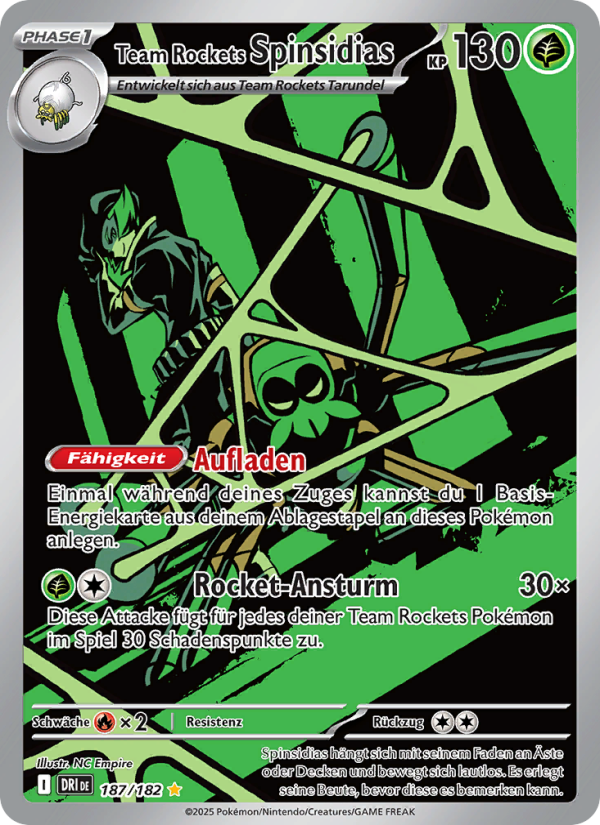Team Rockets Spinsidias 187 — Destined Rivals (German Pokémon TCG card)