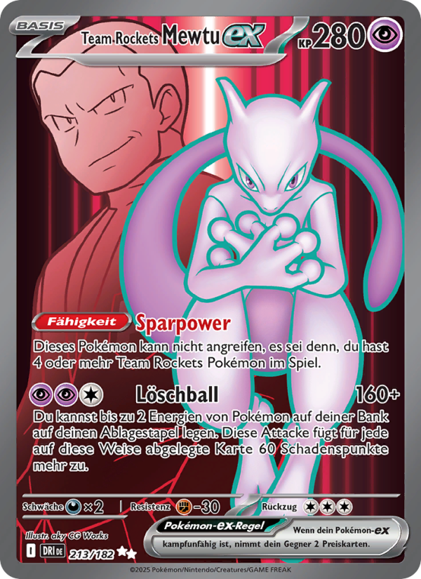 Team Rockets Mewtu-ex 213 — Destined Rivals (German Pokémon TCG card)