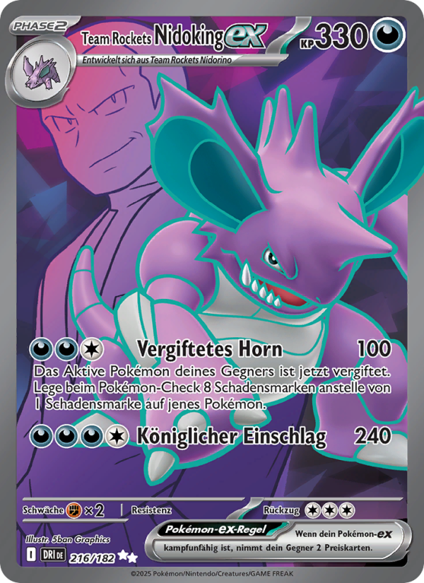 Team Rockets Nidoking-ex 216 — Destined Rivals (German Pokémon TCG card)