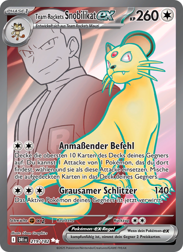 Team Rockets Snobilikat-ex 219 — Destined Rivals (German Pokémon TCG card)