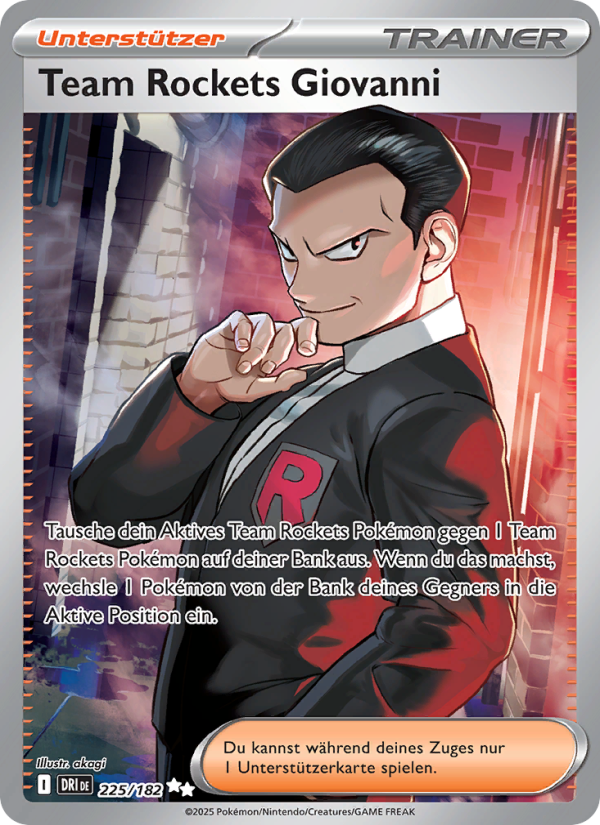Team Rockets Giovanni 225 — Destined Rivals (German Pokémon TCG card)