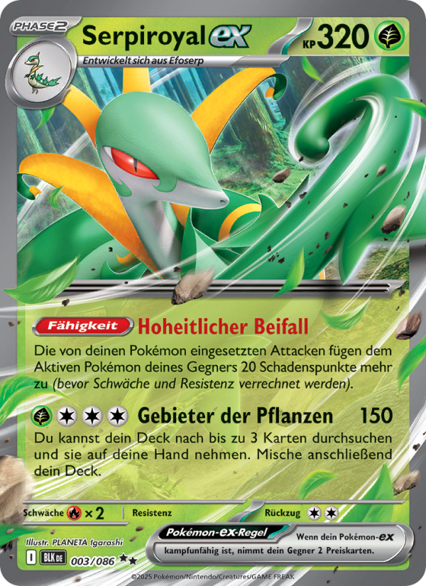 Serpiroyal-ex 003 — Schwarze Blitze (German Pokémon TCG card)