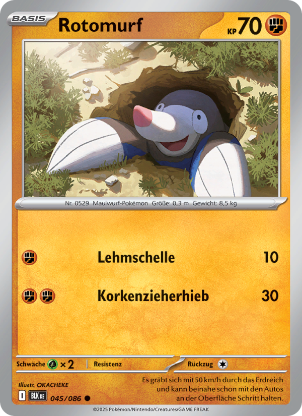 Rotomurf 045 — Schwarze Blitze (German Pokémon TCG card)