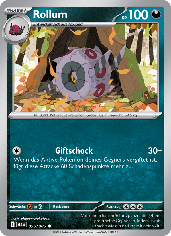Rollum 055 — Schwarze Blitze (German Pokémon TCG card)