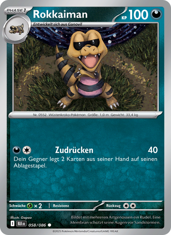 Rokkaiman 058 — Schwarze Blitze (German Pokémon TCG card)