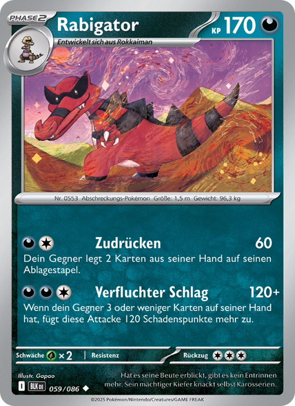 Rabigator 059 — Schwarze Blitze (German Pokémon TCG card)