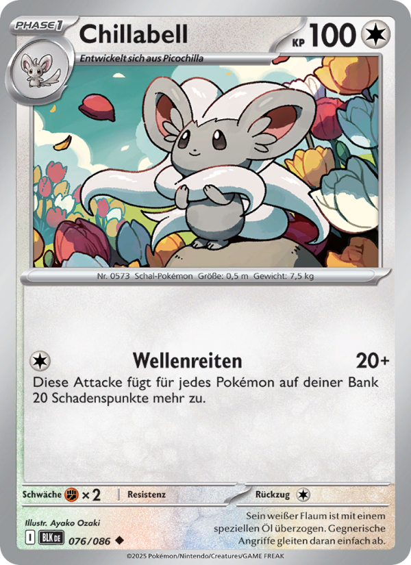 Chillabell 076 — Schwarze Blitze (German Pokémon TCG card)
