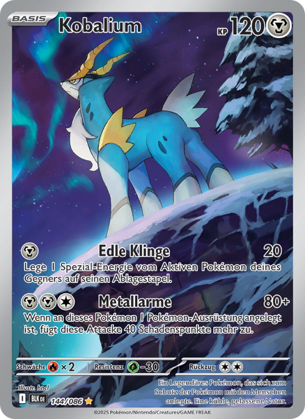 Kobalium 144 — Schwarze Blitze (German Pokémon TCG card)
