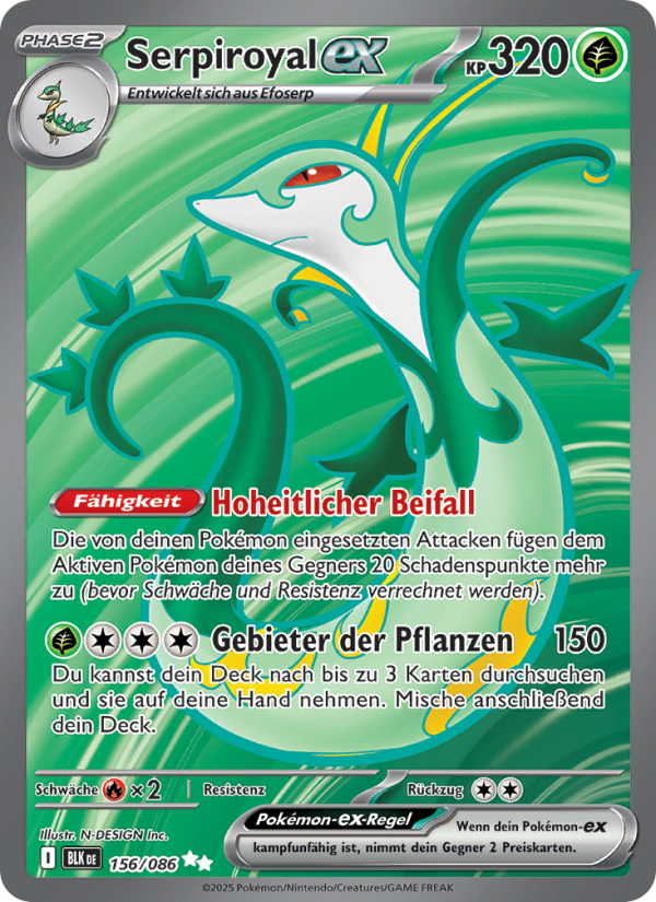 Serpiroyal-ex 156 — Schwarze Blitze (German Pokémon TCG card)