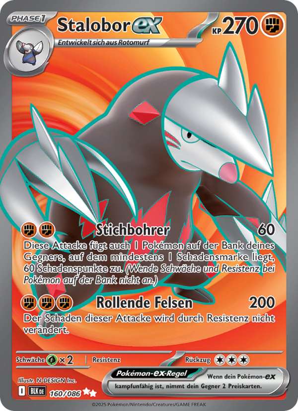 Stalobor-ex 160 — Schwarze Blitze (German Pokémon TCG card)