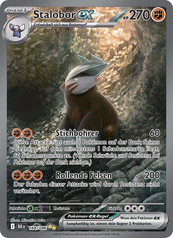 Stalobor-ex 168 — Schwarze Blitze (German Pokémon TCG card)