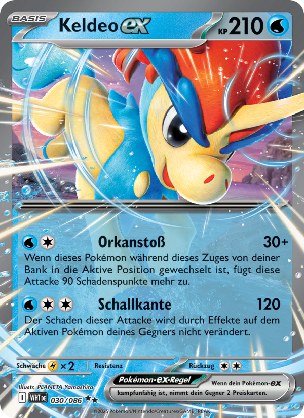 Keldeo-ex 030 — Weiße Flammen (German Pokémon TCG card)