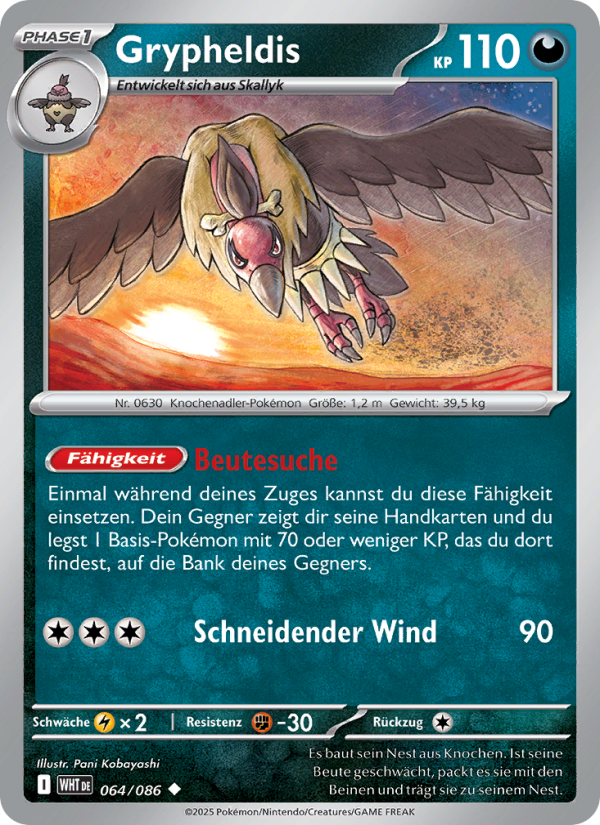 Grypheldis 064 — Weiße Flammen (German Pokémon TCG card)