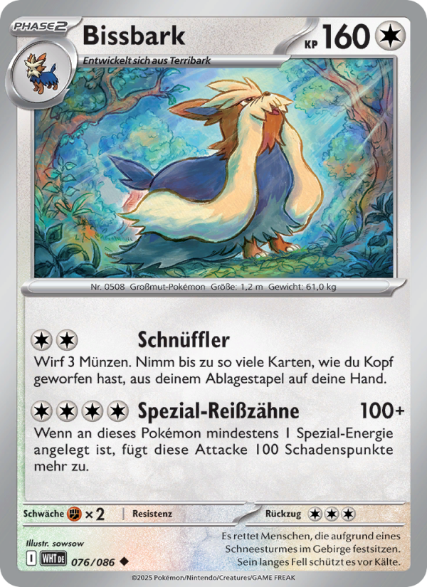 Bissbark 076 — Weiße Flammen (German Pokémon TCG card)