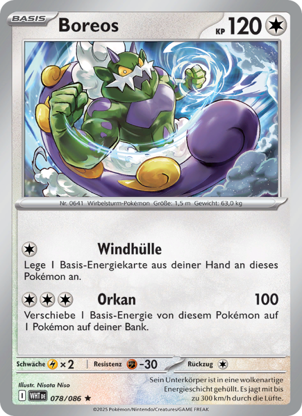 Boreos 078 — Weiße Flammen (German Pokémon TCG card)
