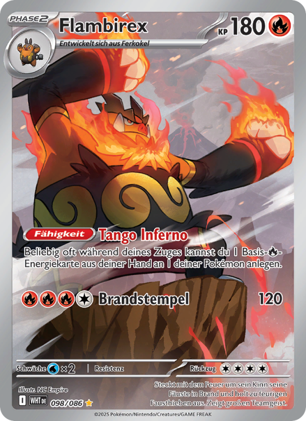 Flambirex 098 — Weiße Flammen (German Pokémon TCG card)