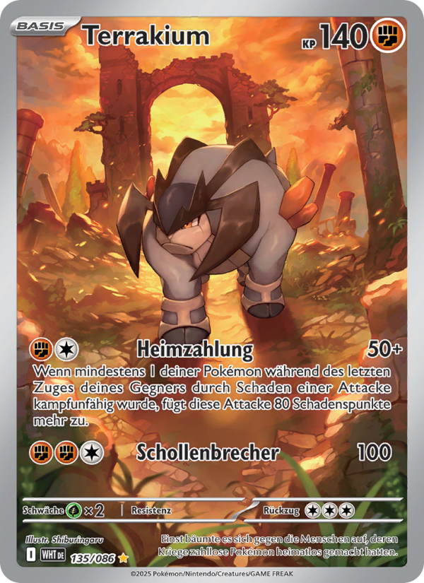 Terrakium 135 — Weiße Flammen (German Pokémon TCG card)