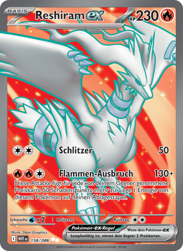 Reshiram-ex 158 — Weiße Flammen (German Pokémon TCG card)