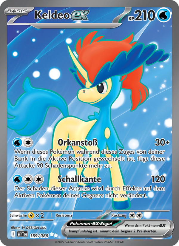 Keldeo-ex 159 — Weiße Flammen (German Pokémon TCG card)