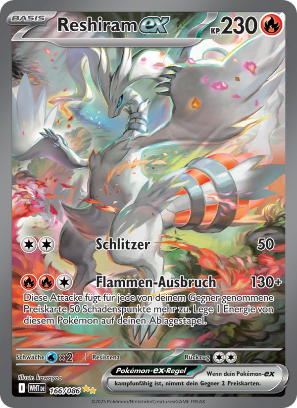Reshiram-ex 166 — Weiße Flammen (German Pokémon TCG card)
