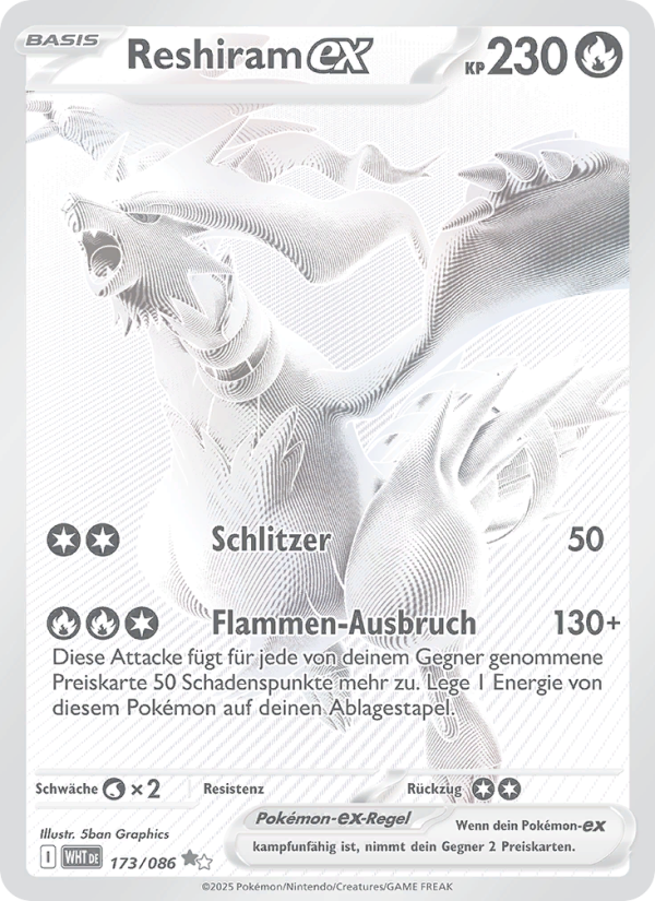 Reshiram-ex 173 — Weiße Flammen (German Pokémon TCG card)
