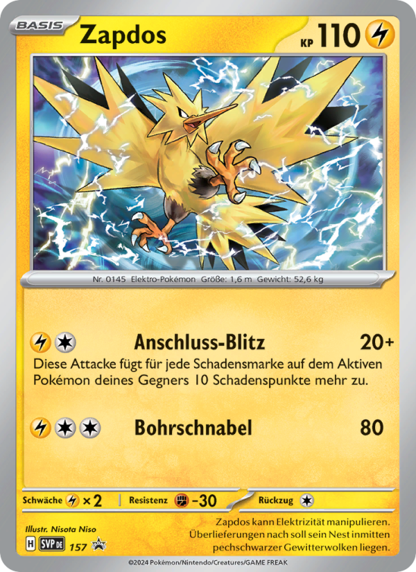 Zapdos 157 — SVP Black Star Promos (German Pokémon TCG card)