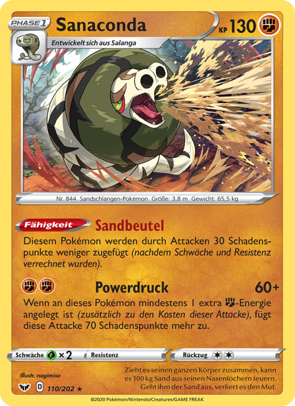 Sanaconda 110 — Sword & Shield (German Pokémon TCG card)