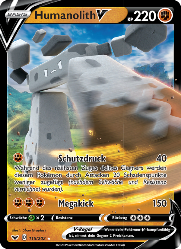 Humanolith V 115 — Sword & Shield (German Pokémon TCG card)