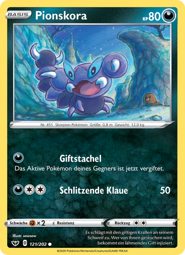 Pionskora 121 — Sword & Shield (German Pokémon TCG card)