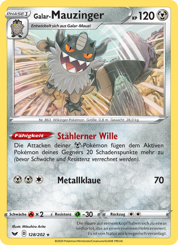 Galar-Mauzinger 128 — Sword & Shield (German Pokémon TCG card)
