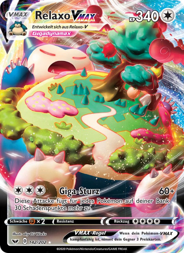 Relaxo VMAX 142 — Sword & Shield (German Pokémon TCG card)