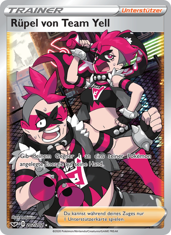 Rüpel von Team Yell 202 — Sword & Shield (German Pokémon TCG card)