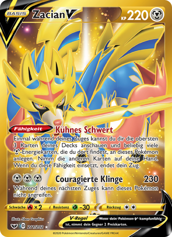 Zacian V 211 — Sword & Shield (German Pokémon TCG card)