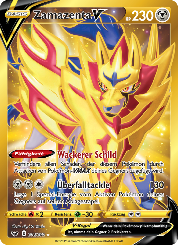 Zamazenta V 212 — Sword & Shield (German Pokémon TCG card)